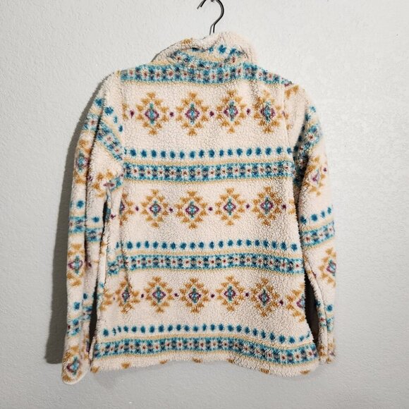 Sonoma Womens Medium Faux Fur Quarter-Zip Pullover Sweater Aztec - Picture 9 of 14